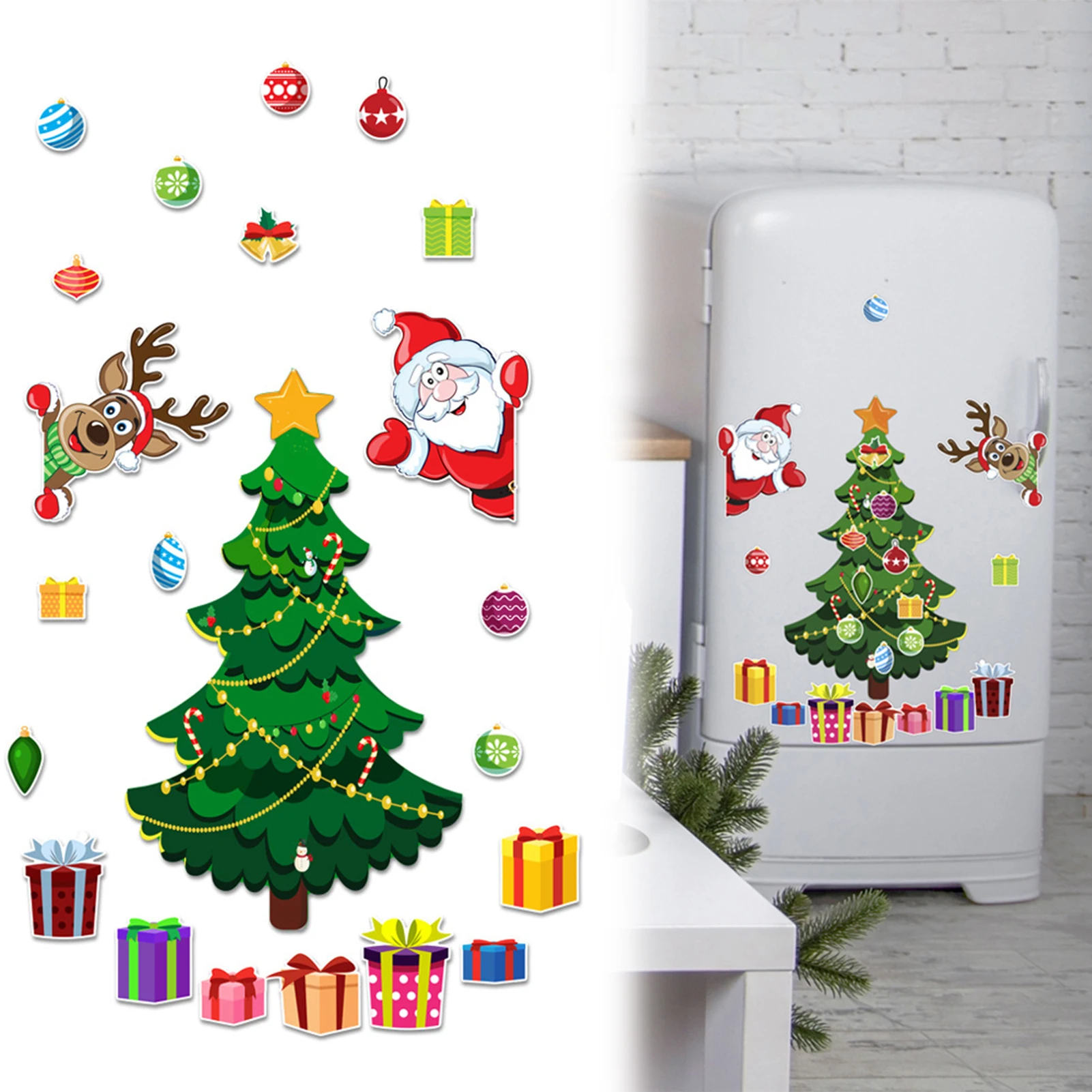 

Xmas Fridges Magnets Kit Cute Anti-Slip DIY Decor Refrigerator Sticker For Home Kitchen