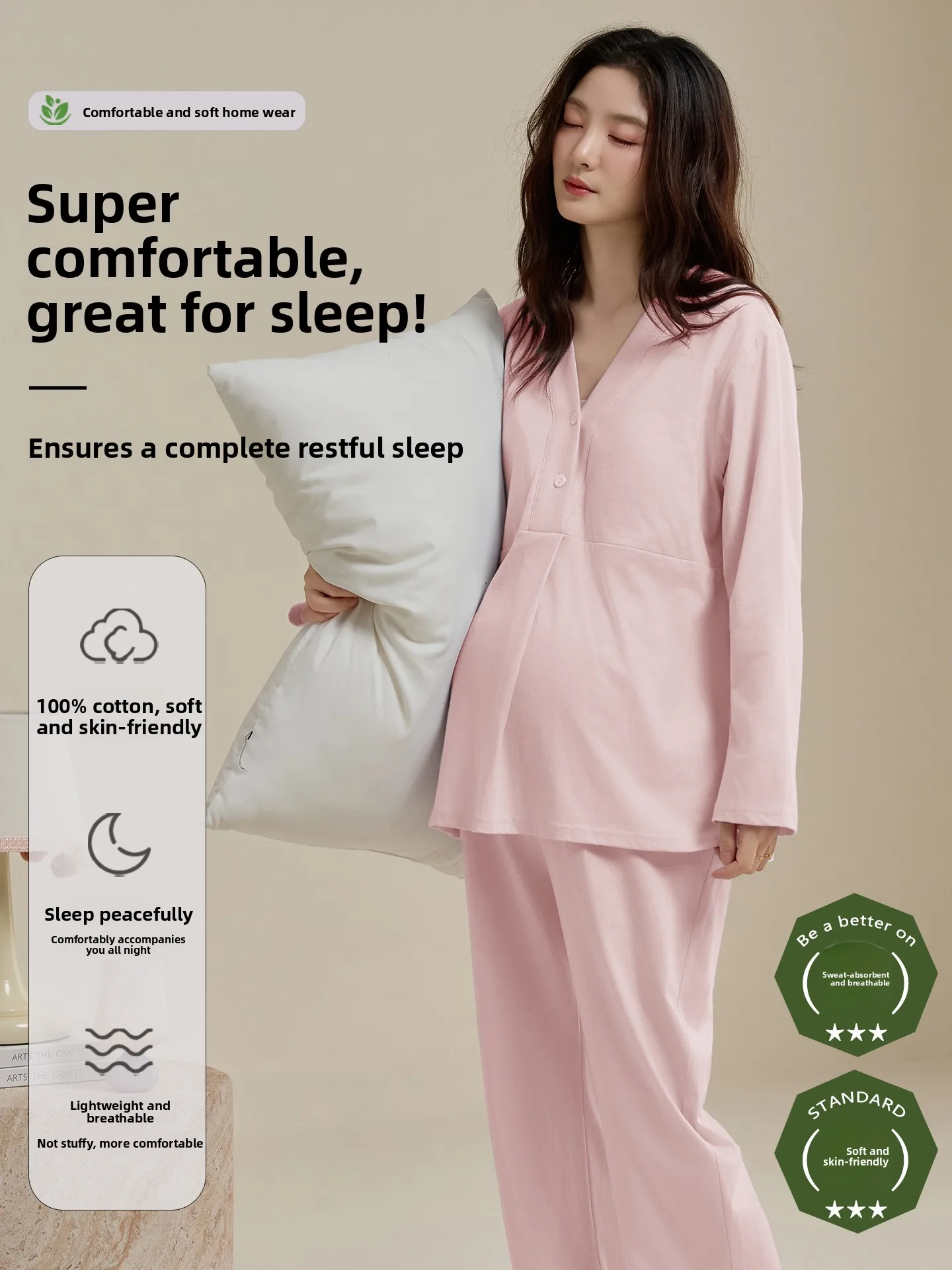 pure-cotton-sleepwear-thin-long-sleeve-with-chest-pad-for-pregnant-women-nursing-mothers-home-clothes-autumn-seasonal-use