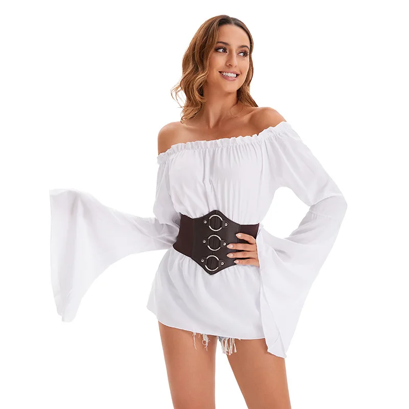New Medieval Pirate Women's Long Sve irt Stage Performance Costume loween Cosplay Renascence Outfit Traditional Chine...