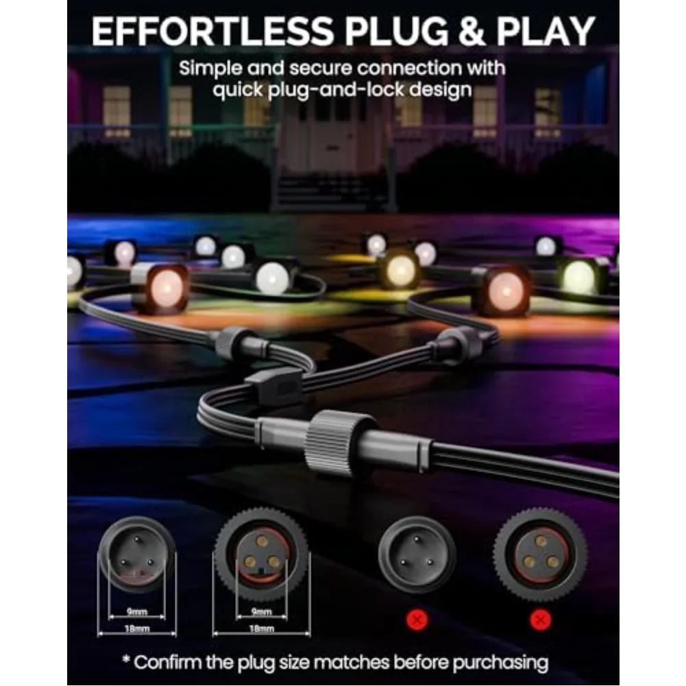 Extension Cable YType Splitter for Fixed Outdoor Lights Compatible with H705A H705B H705C H805A H805B H805C and Dots Lights
