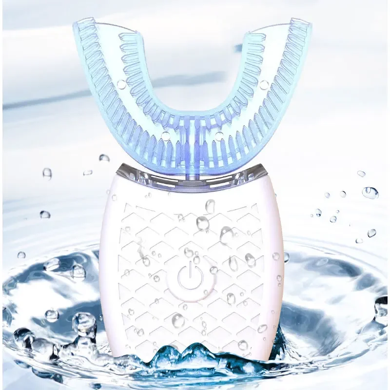 U نوع فرشاة الأسنان السيليكون رئيس فرشاة أسنان كهربائية بالموجات الصوتية 360 درجة ذكي التلقائي USB تهمة مقاوم للماء تبييض الأسنان