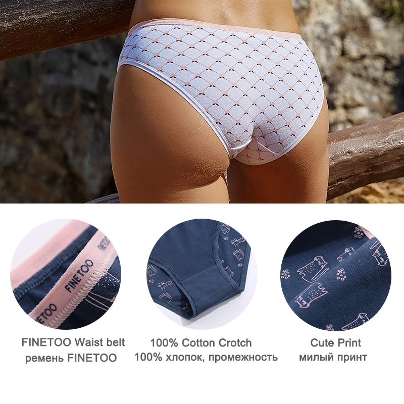 FINETOO 3PCS/Set Cotton Panties for Women Sexy Low-Rise Underwear Briefs Female Lingerie Letter Printed Pantys Ladies Underpants