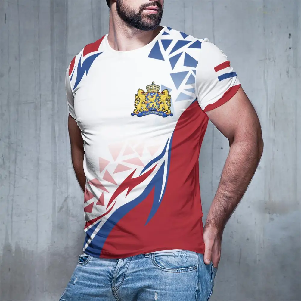Netherlands Flag 3D Print T-shirts Men Women Nederland Emblem Graphic Tee Men's Casual Streetwear Breathable Football Jersey