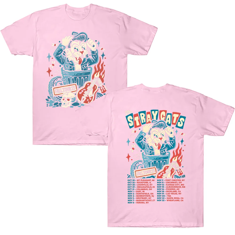 The Stray Cats Fall Tour 2025, T-Shirt, Rockband Stray Cats, Grafik-T-Shirts für Damen und Herren, hochwertige Baumwollkleidung, Streetwear-Top – Detail 9