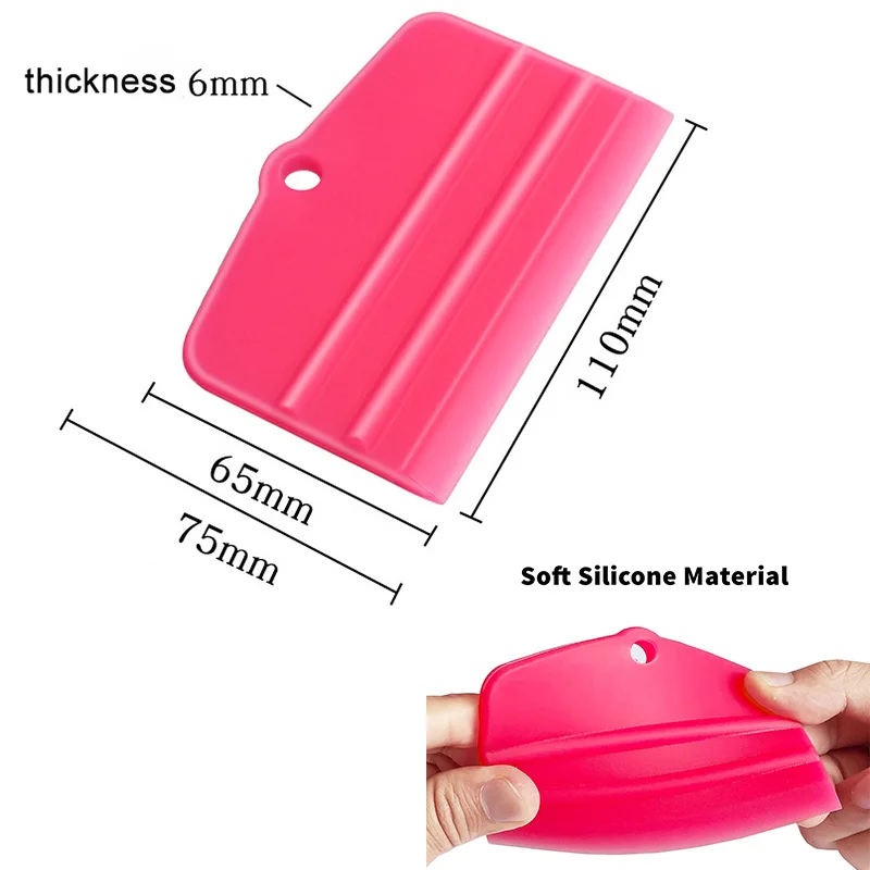 Mini Pink Silicone Squeegee Car Vinyl Wrap Squeegee Window Tint Film Scraper Windshield Soft Water Wiper Car Accessories