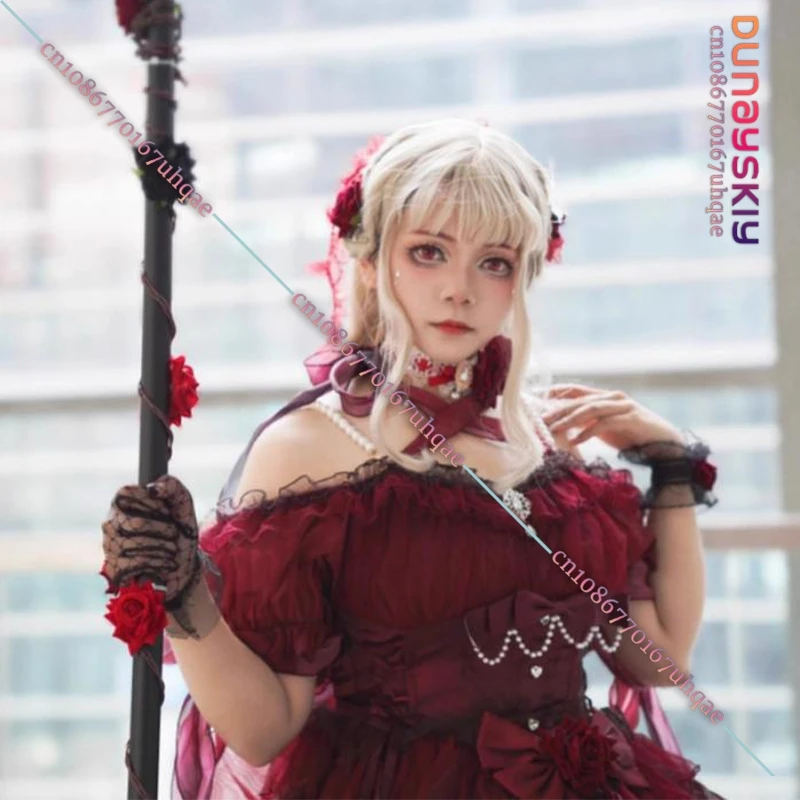 Lolita Red Dress Flower Wedding Dress Cospaly Costumes Y2K Lolita Heavy Industry Trail Puffy Princess Dress Halloween Disguise
