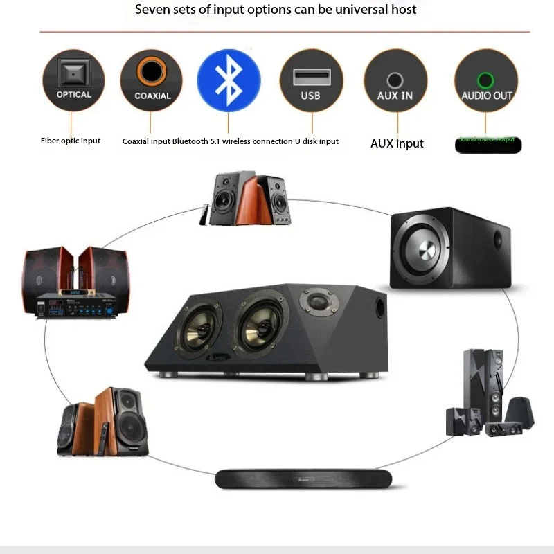 IBASS Wooden Subwoofer HIFI Bluetooth Speaker Channel 2.0 Sound Box Home Theater Computer Desktop System with Remote Control