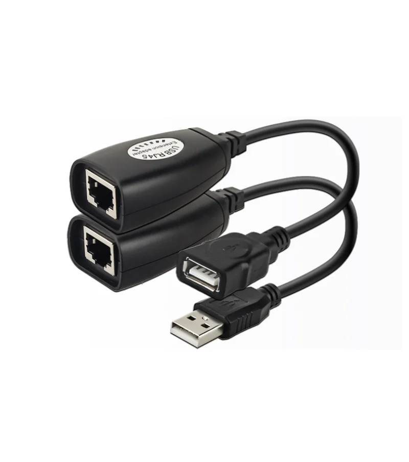 USB Para RJ45 LAN Cabo Adaptador de Extensão, Preto Networking Acessórios, Patch Cord, Extender Mais Cat5, RJ45, Cat6, 2pcs