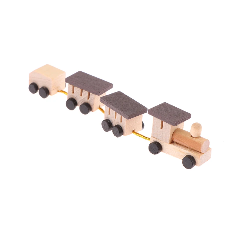 1:12 Dollhouse Miniature Wooden Train Mini Ornaments DIY Doll House Decor Accessories Kid Pretend Play Toy