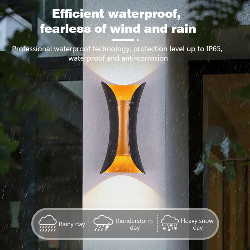 أدى الجدار الخفيفة في الهواء الطلق للماء IP6510W الشرفة حديقة الجدار مصباح داخلي غرفة نوم السرير إضاءة ديكورية مصباح أسود #1