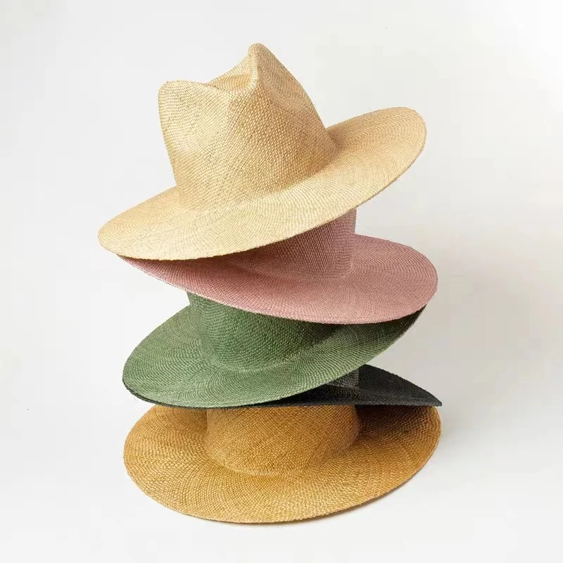 New European Spring Summer Simple  Fashionable Light  Grass Jazz Straw Hat Gentleman Travel Big Eaves Sunscreen Beach Sun Hat