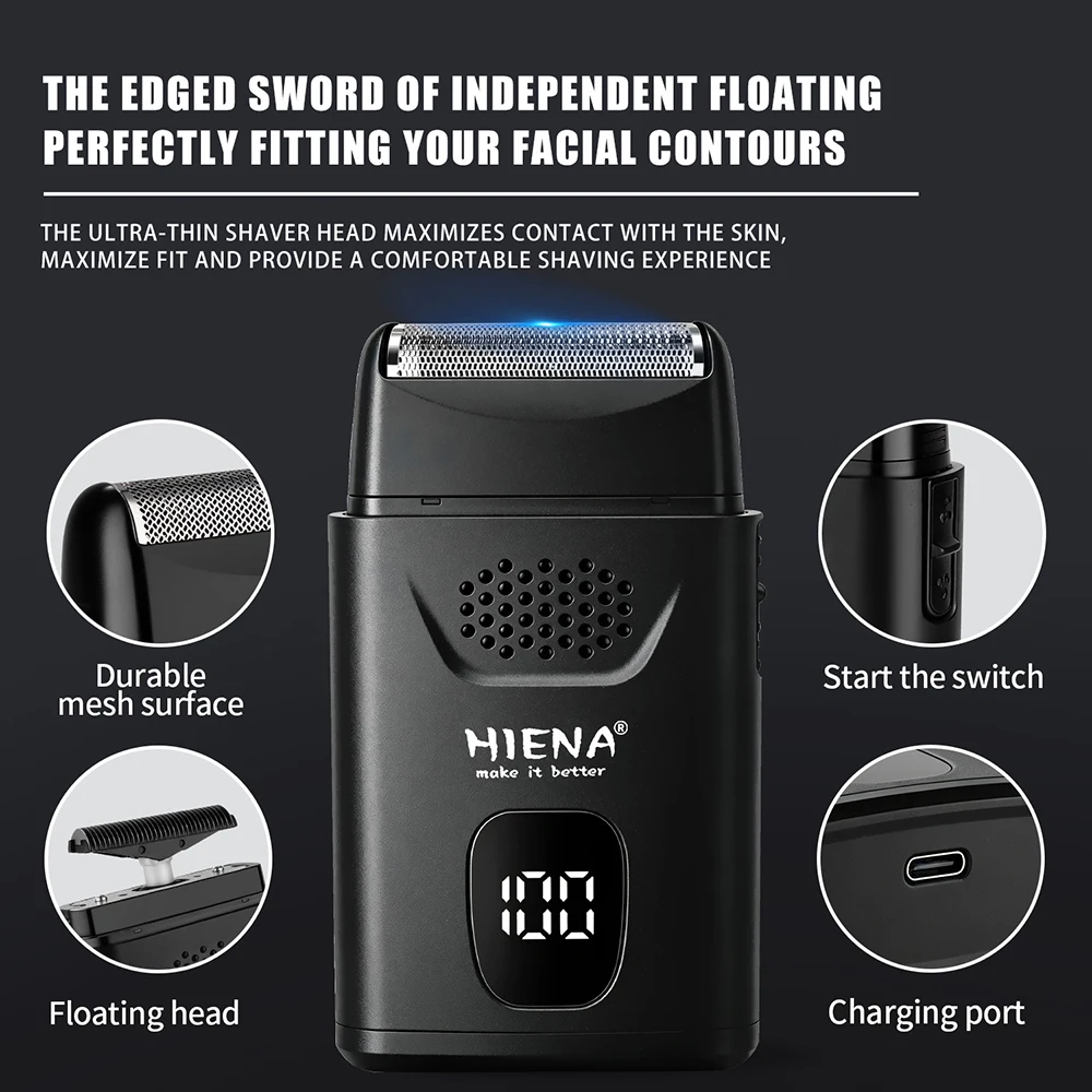 HIENA 3106 Gradient Color Electric Razor For Man Professional Cordless Beard Trimmer LED Digital Display Face Shaving Machine