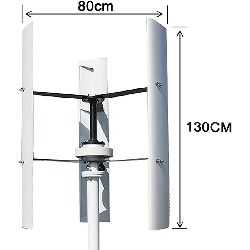 Low Noise Home Vertical Axis Wind Turbine Generator 2KW 12v 24V 48V Coreless Low Speed Vertical Windmill with MPPT Controller