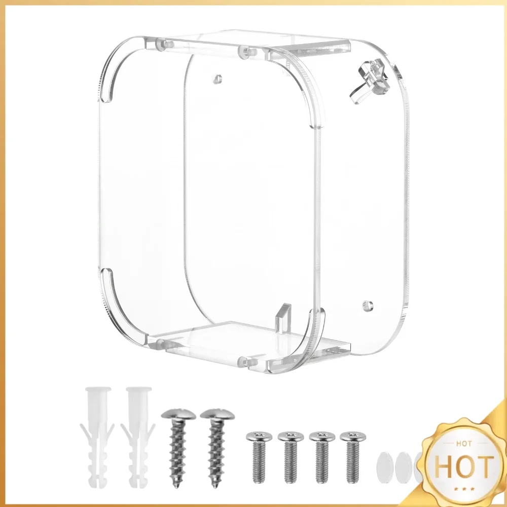 Ventilated Acrylic Stand for Mini M4 Pro Wall Mount Under Desk Bracket Transparent Curved Slot Power Switch Access