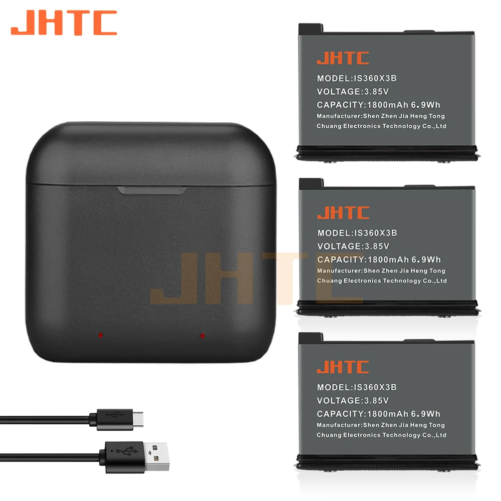 

JHTC 1800mAh Battery For Insta360 ONE X3 360 Panoramic Action Camera Batteries Accessories For Insta360 X3 Battery Charger