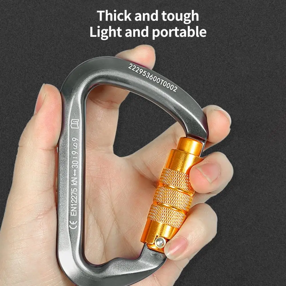 30KN Mountaineering Caving Rock Climbing Carabiner Aluminum Alloy D-shaped Automatic Master Lock Carabiner Outdoor Supplies