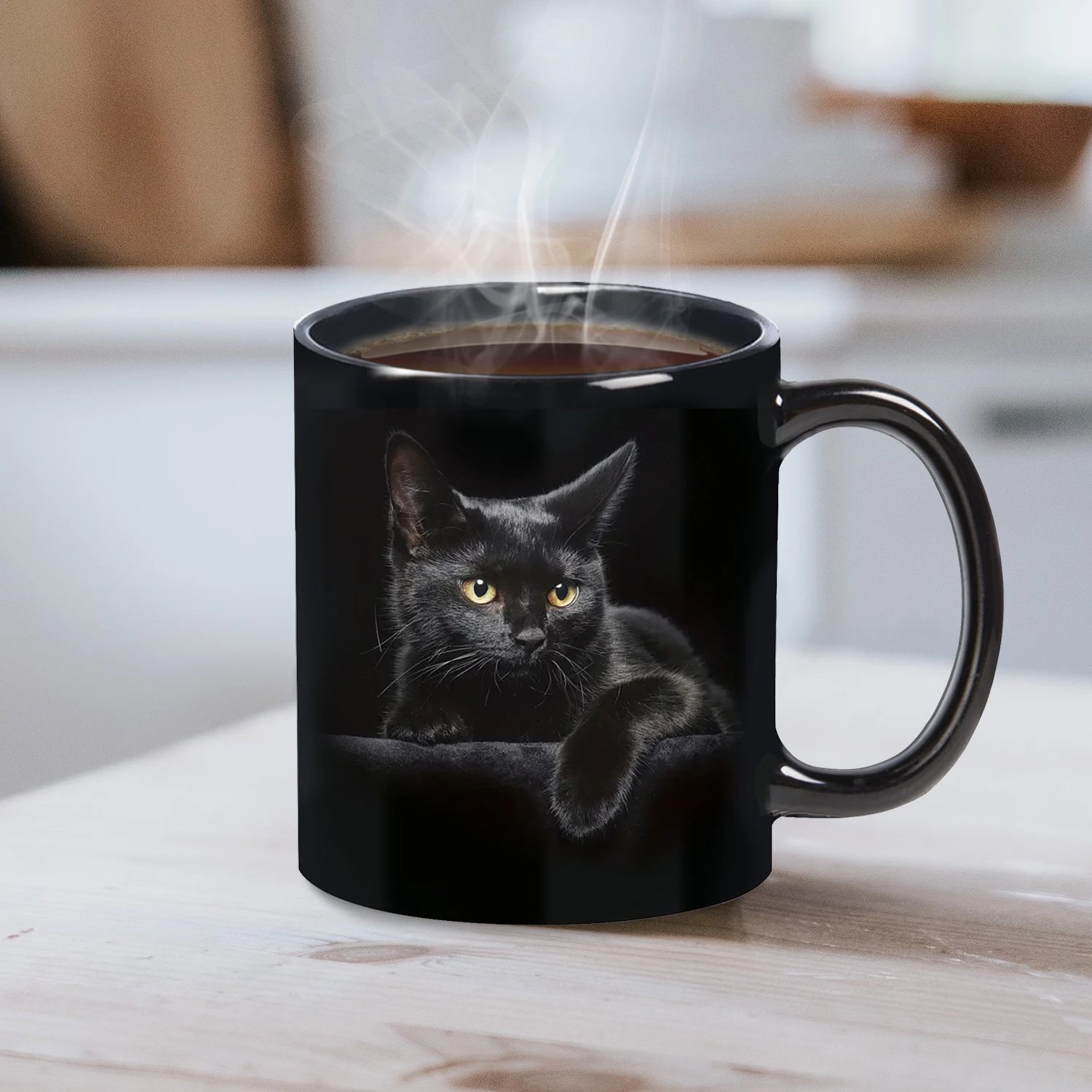 1pc, Black Cat Coffee Mug - Ceramic Funny Coffee Mug - Perfect Cat Lover Gift - Cute Cat Coffee Mugs Present - Great Birthday or