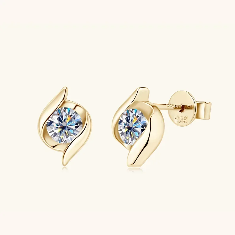 

2025 Trend Sell Original Silver Earring 925 Moissanite Stud D Color 5mm Twist Stud for Girls Birthday Fine Jewelry