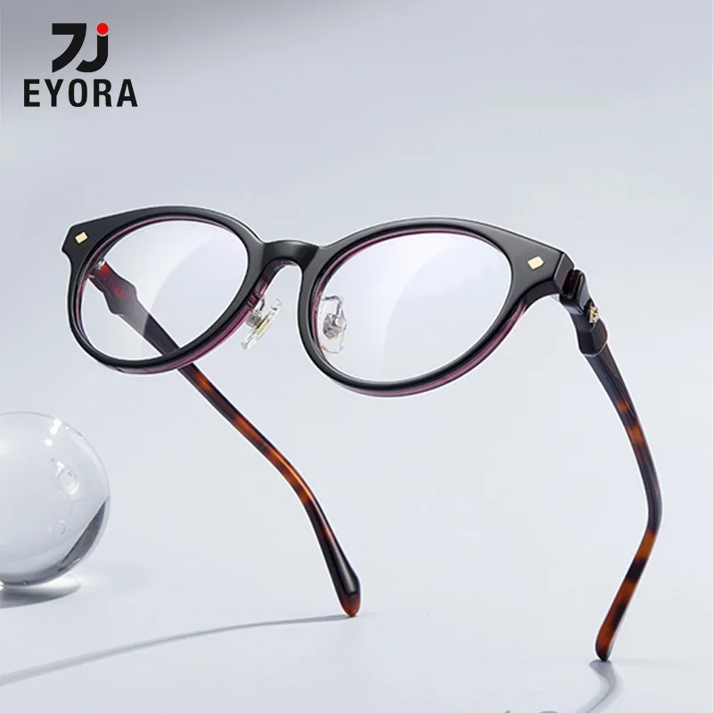 

EYORA Retro Acetate Oval Frame Butterfly-Temple Reading Glasses Anti Blue Ray Myopia Eyewear Photochromic Prescription Eyewear