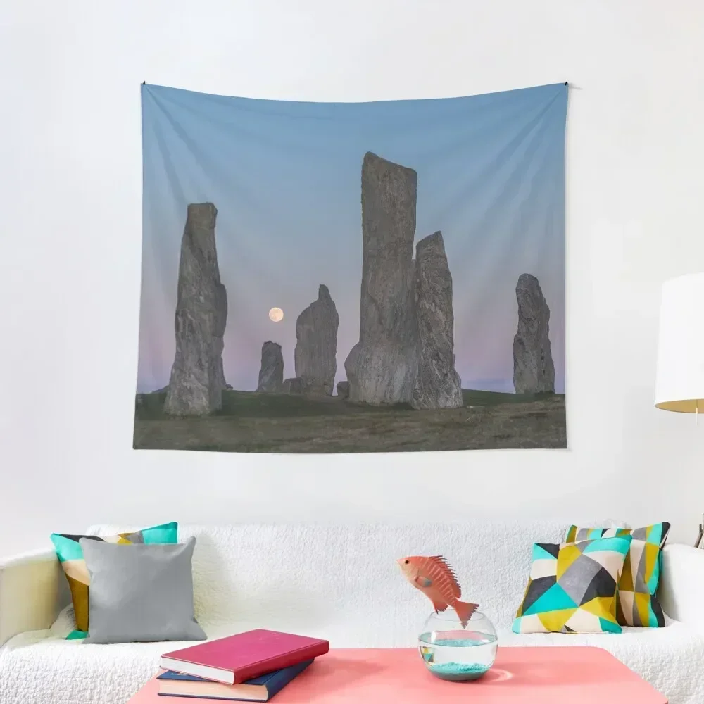 

Callanish and full moon rising Tapestry Wallpaper Bedroom Bedroom Decor Aesthetic Tapestry