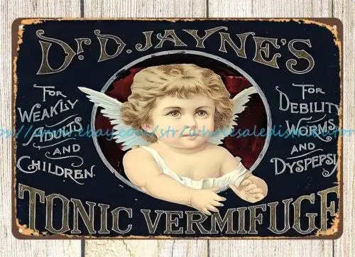 DR. D. JAYNE'S TONIC VERMIFUGE metal tin sign  retro sign store