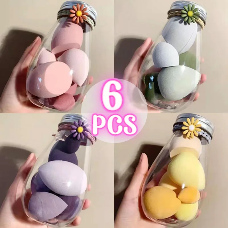 Multiple Sizes Beauty Eggs Set 6Pcs/bottle Foundation Concealer Wet and Dry Use Sponge Puff Facial Professional Smearing Tools