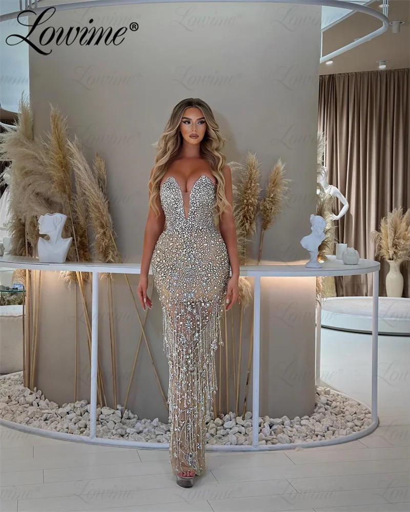 

Abendkleider Luxury Beaded Crystal Evening Dresses Aso Ebi Party Engagement Gowns Dresses Robe De Soiree 2024 Prom Dresses