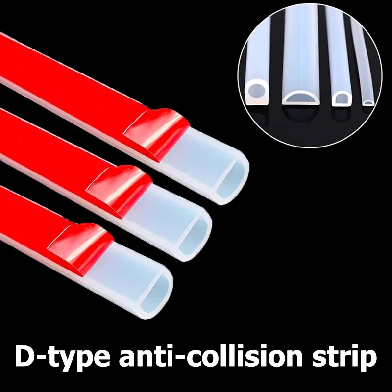 

2/10M D-type Silicone Sealing Strip Semi Circular Hollow Self Adhesive Door Window Sound Insulation Bathroom Waterproofing Strip
