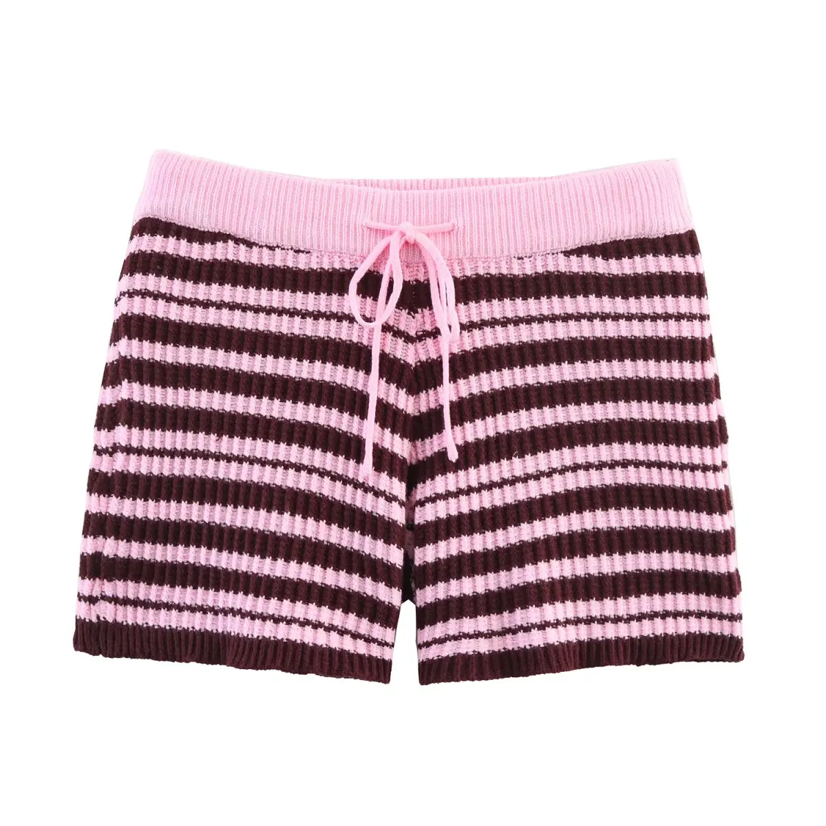 

2025 new women's clothing European and American style striped knitted high waist temperament casual shorts