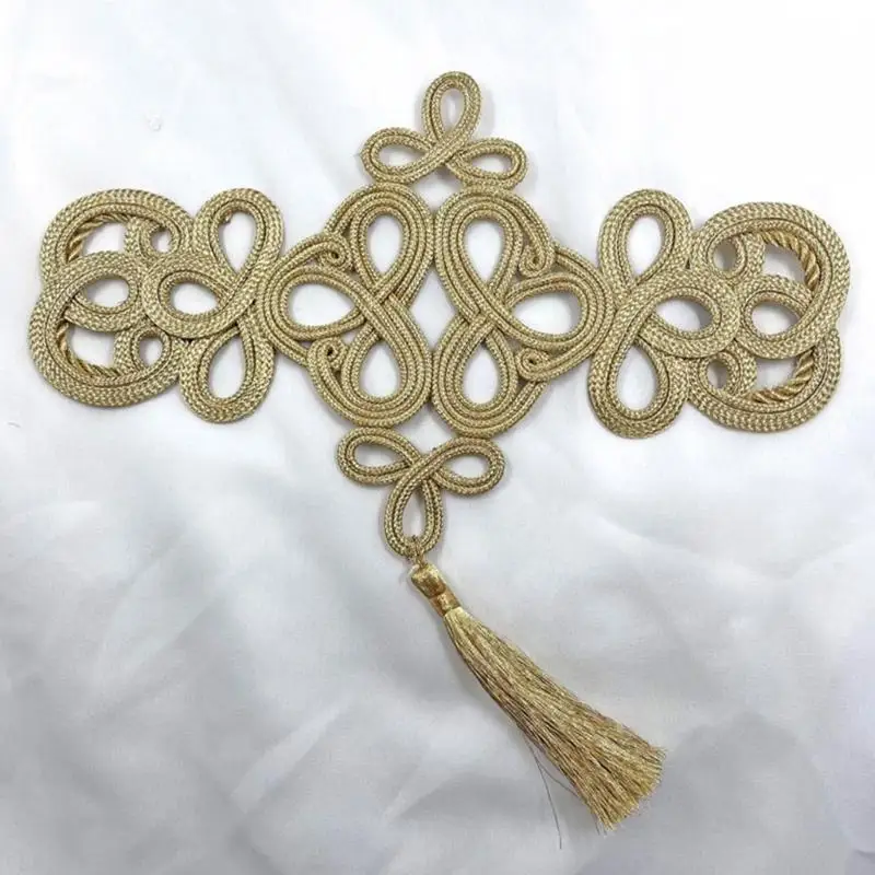 270D Handmade Gold Threads Flower Tassels Chinese Knot Tassels Sewing Charms Tassels for Home and Wedding Celebrations