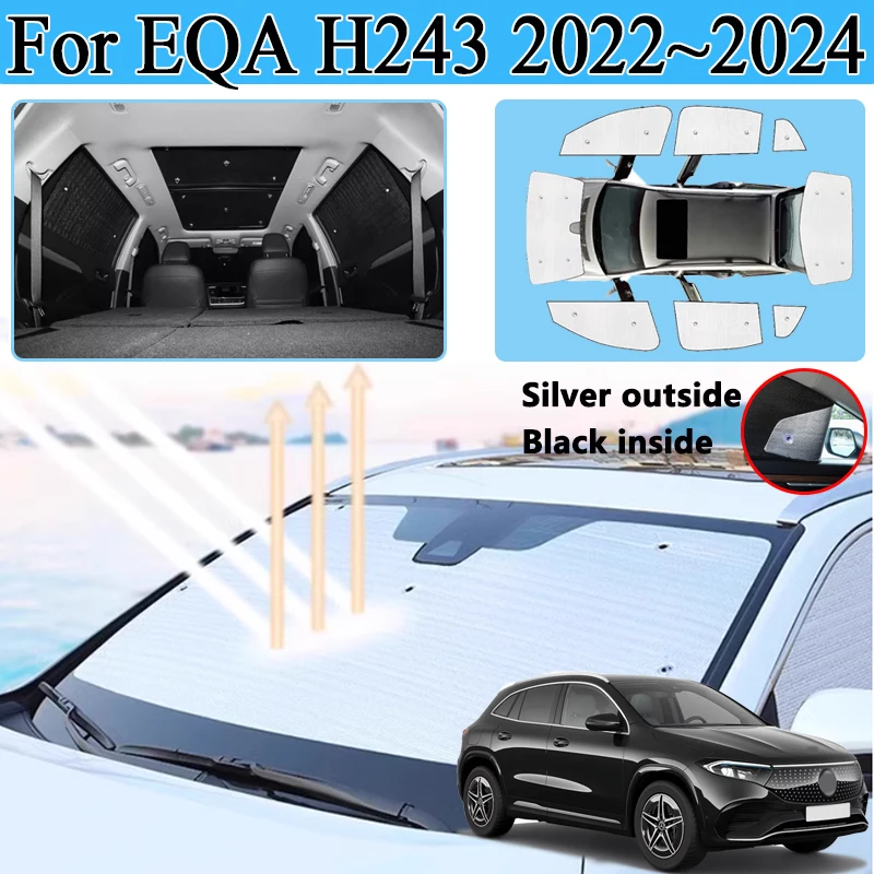 

Солнцезащитный козырек для Mercedes Benz EQA 250, аксессуары 300 350 H243 2022 2023 2024, передний автомобильный солнцезащитный козырек, анти-УФ-блоки для конфиденциальности, автомобильные чехлы