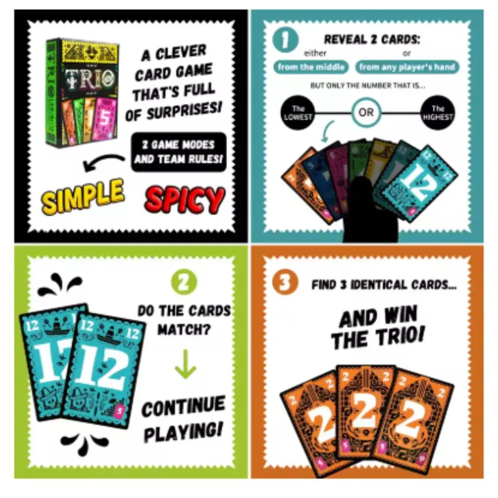 Jeu de cartes الثلاثي، juego de المجتمع de fête en famille، ليلة التناول، 3 إلى 6 ألعاب، البحث عن ثلاثية عربات متنوعة #6