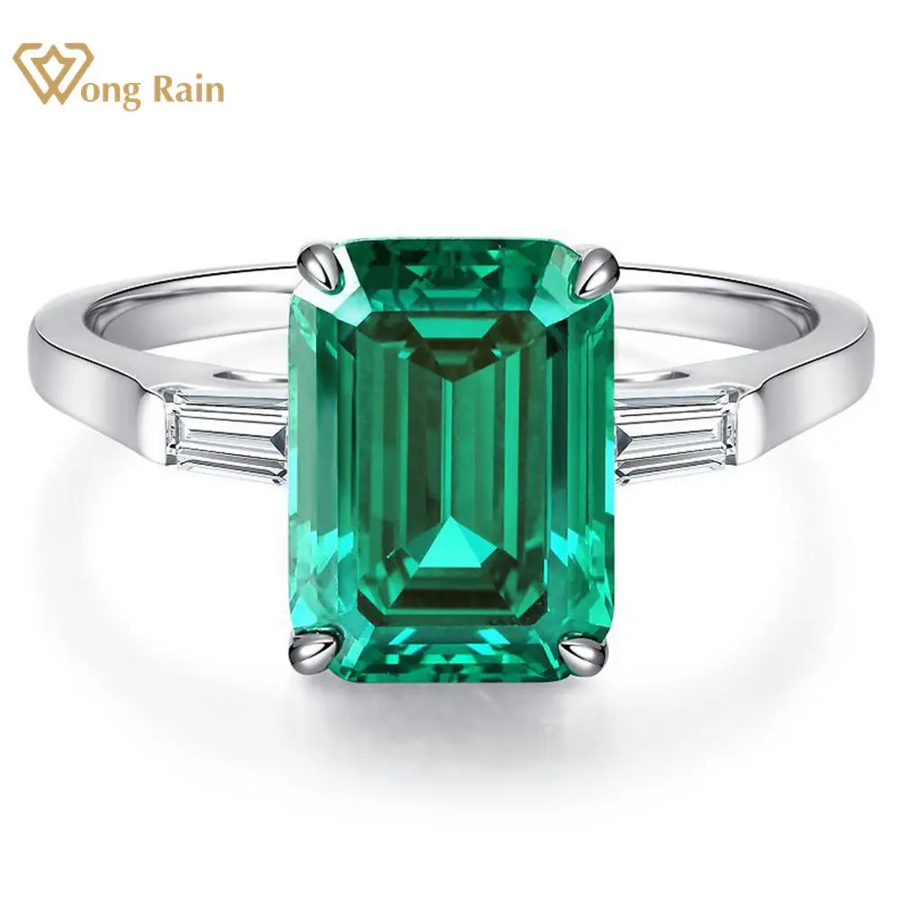 

Wong Rain 100% 925 Sterling Silver Emerald Cut Lab Sapphire High Carbon Diamonds Gemstone Cocktail Ring Fine Jewelry Wholesale