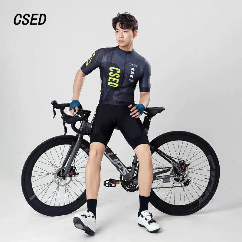 

CSED Men's Cycling Jersey Lightweight Bicycle Riding Clothes Short Sleeved Bike Top Shirt Quick Dry Sportwear Breathable Tights