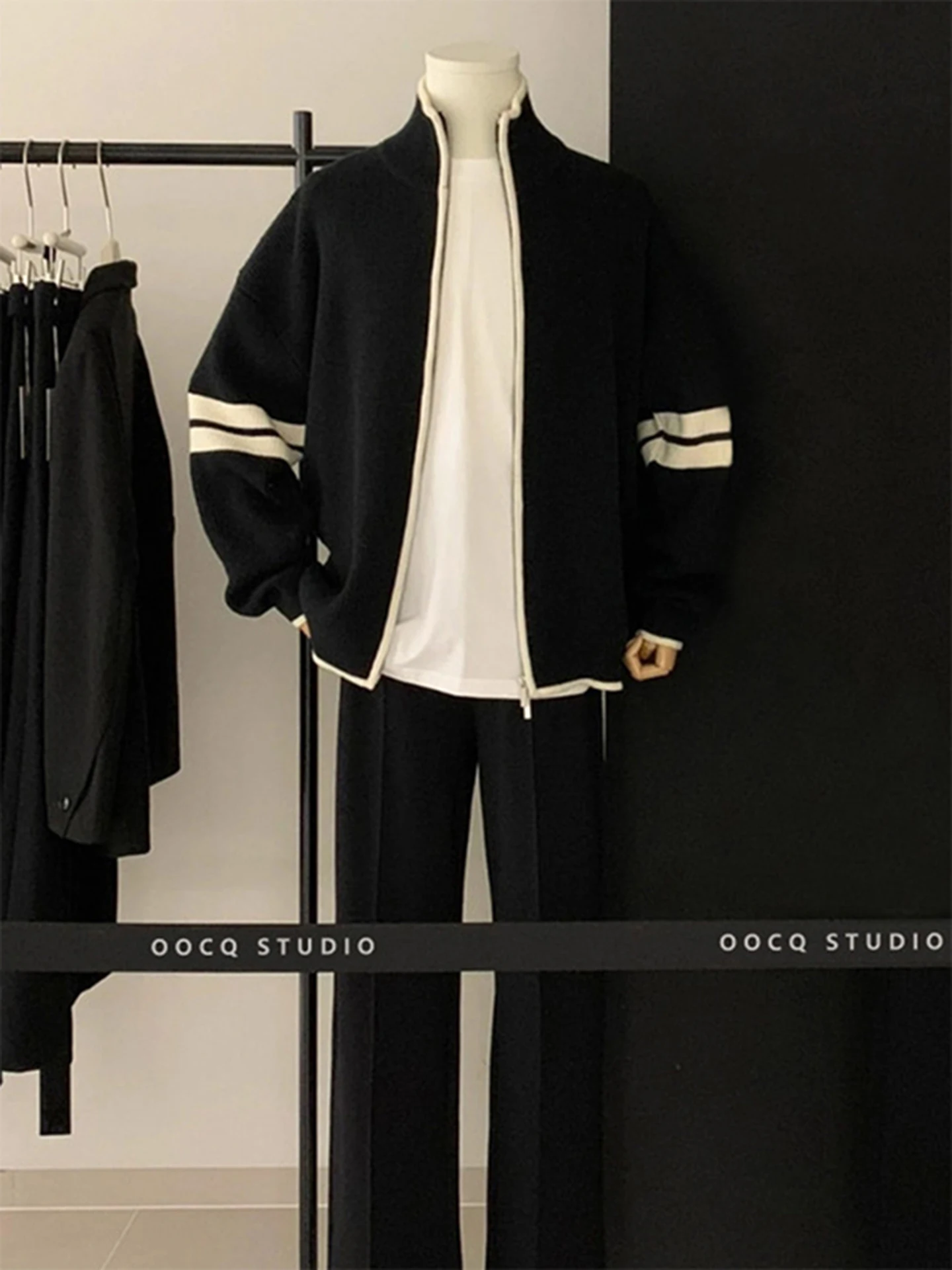 

Мужской полосатый кардиган Bla: осенний, вязаный, свободного кроя, в стиле High Street, для повседневной носки