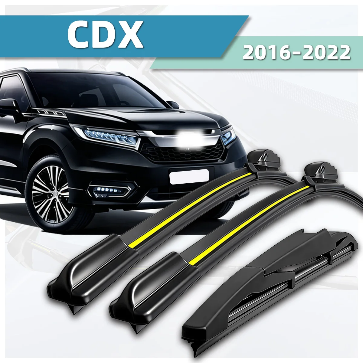 

3PCS Automotive Front Windshield Wiper Suitable For Acura CDX 2016–2022 Natural Rubber Strip Accessories Silent Wiper Blades
