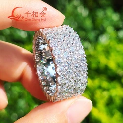S925 Silver 3mm four rows 3.5mm three rows full round d vvs white Moissanite ring Men women Ring Luxury Style