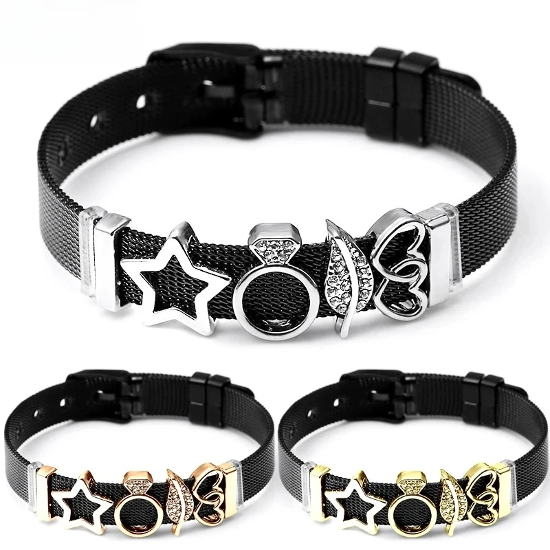 Black Stainless Steel Mesh Bracelets For Women Men Original Charm Watch Chain Bracelet & Bangle Jewelry