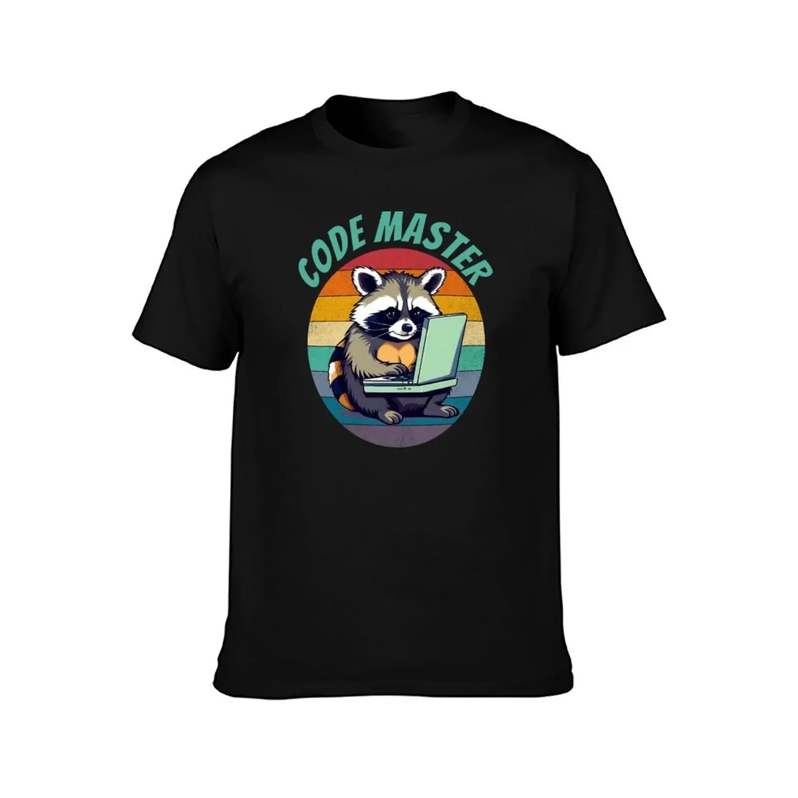 Funny raccoon coding on computer. Funny Programming coding quote. T-Shirt hippie clothes summer tops Men's clothing