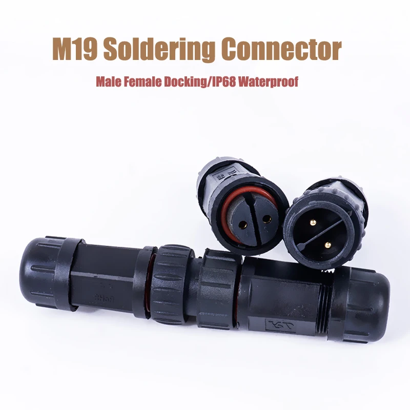 M19 Soldering Connector Waterproof 400V 5-20A  2 3 4 5 6 7 8 9 Pin Connectors Outdoor IP68 Male Female Welding Aviation Plug