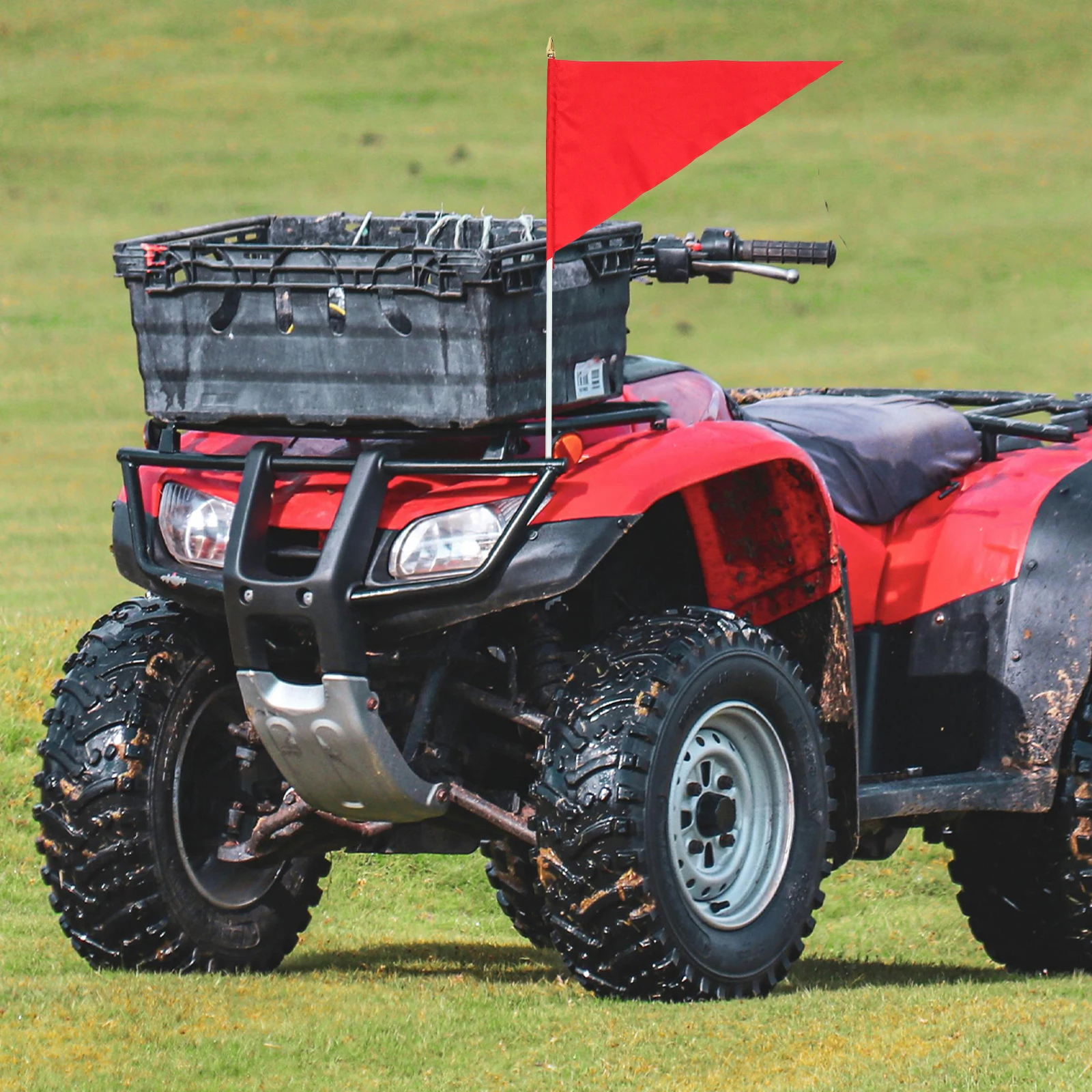 

Heavy Duty Bike Flag Pole With Red Visibility Flag For Off-Road Atv Motorcycle Golf Cart Electric Bike Beach Sand Vehicle Safety
