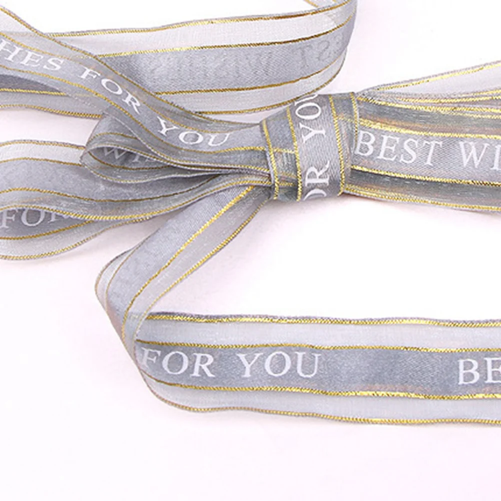 

2.5Cm Gold Trim Ribbon Wedding Holiday Gift Packaging English Double Sided Soft Shiny Strong Crafts Sewing Scrapbook Hair Bow