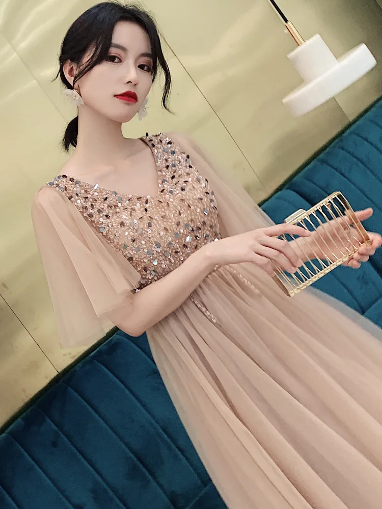 Soirée de Banquet pour femmes Petite demoiselle d'honneur Style fée Performance robe robes formelles Vestido mère de la mariée robes