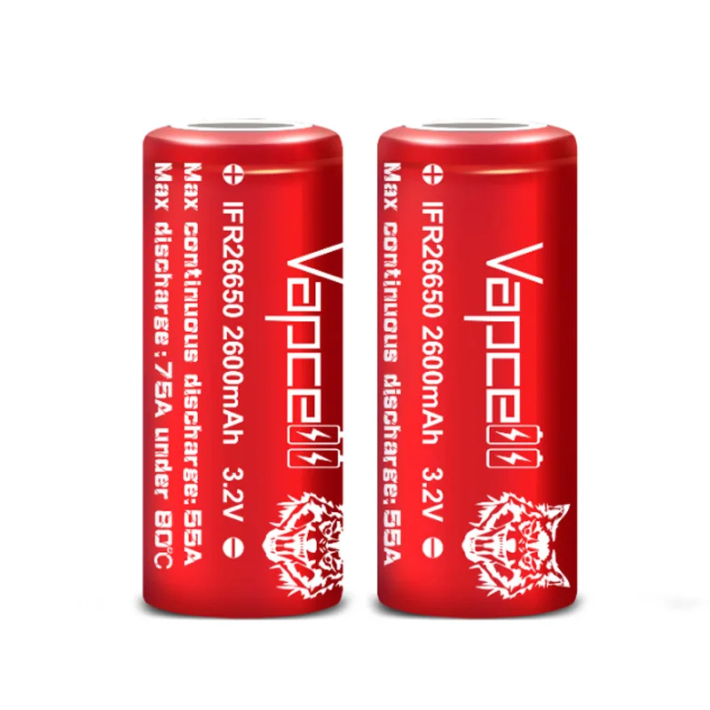 Original Vapcell IFR 26650 Battery 2600mAh High Discharge Current CDR 55A Max 75A 3.2V lifepo4 High Power Rechargeable Batteries view 4