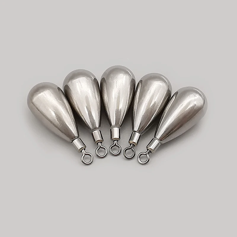 10pcs/5pcs Tungsten Steel Fishing Sinkers 1.8g/2.7g/3.5g/7g/10.5g/14g Drop-shaped Fishing Weights With Swivel Ring Accessories