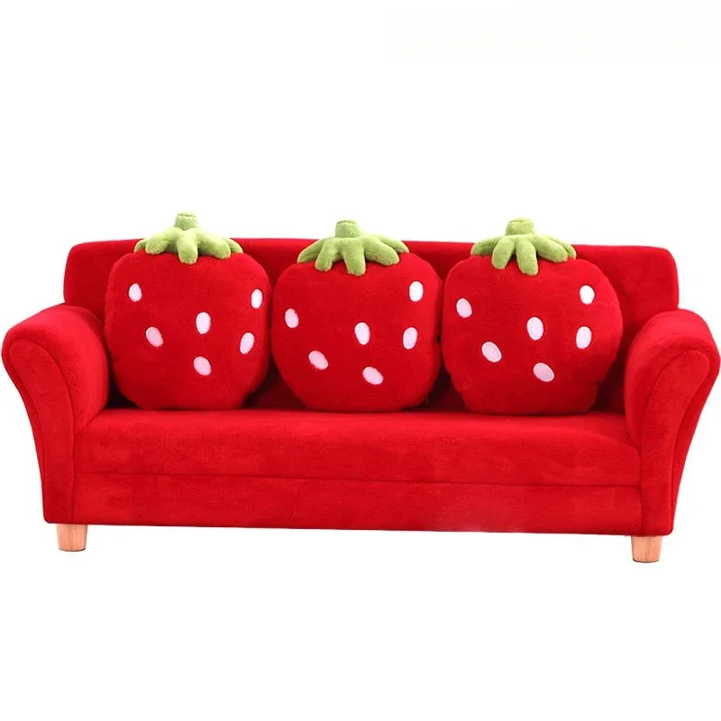 

Children's room sofa cute cartoon fabric multi-seat combination strawberry sofa with pillow kindergarten baby sofa