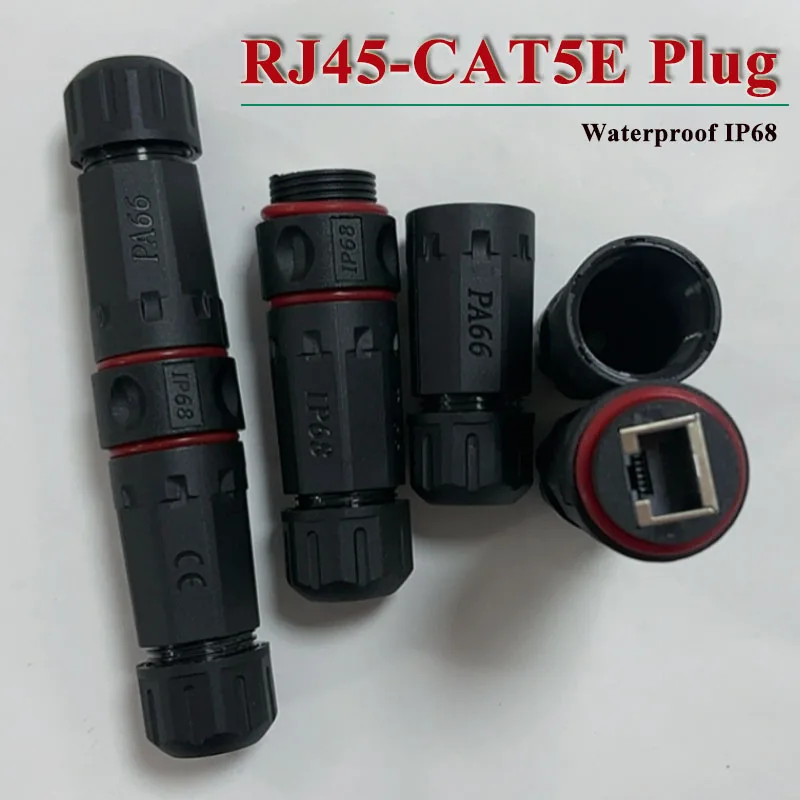 Industrial Grade RJ45 Network Port Wire Plug Outdoor Waterproof CAT5E Connector IP68 M20 RJ45 Straight Joint for 4.5-14.5mm Wire