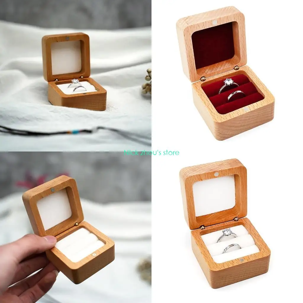 

E15E Walnut Ring Box Wooden Jewelry Gift Box Jewelry Handmade Decorative Box for Proposal Wedding Engagement