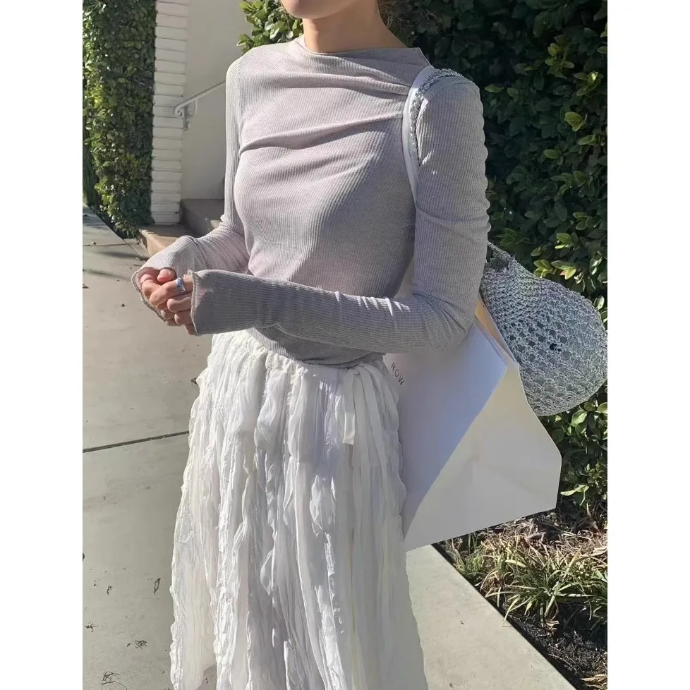 

2025 Spring New High Waist Slimming Pleated Half Skirt for Women Fashionable and Versatile