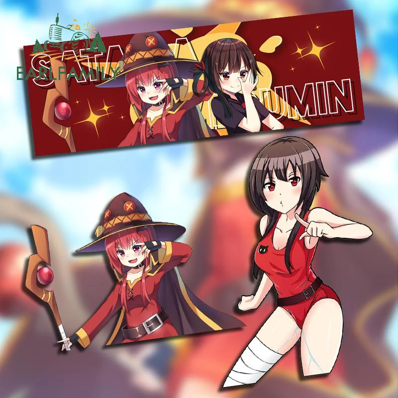 EARLFAMILY 13cm for Megumin Anime Car Sticker Creative Car Door Protector Decal Waterproof Windows Decor Personality Bumper Fun